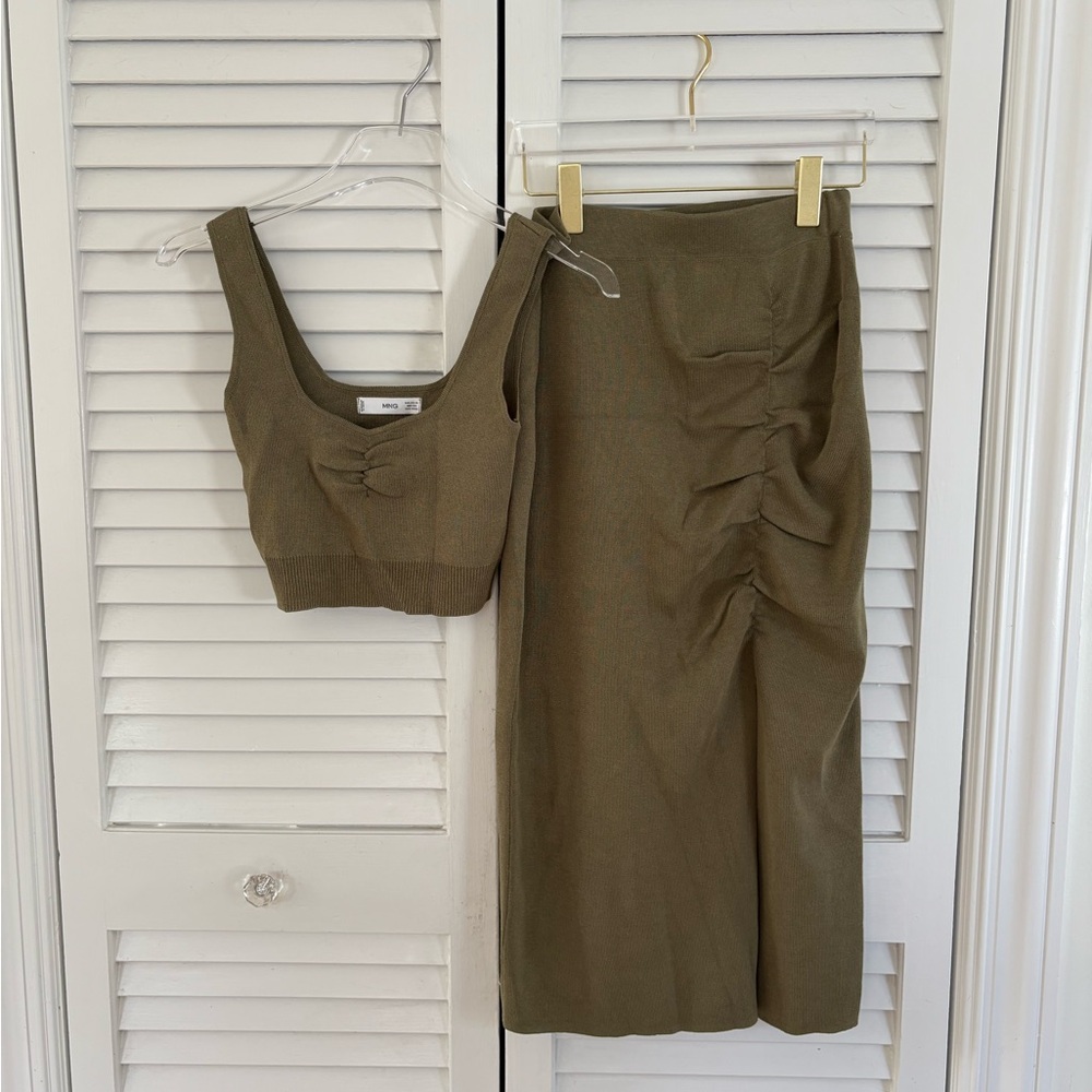 Mango Olive Green Skirt Set